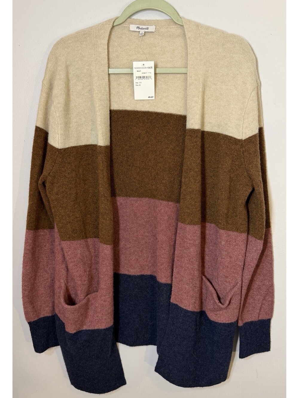 Madewell NWTS Kent Color Block Cardigan Sweater Cozy Yarn Alpaca Blend Boho Med